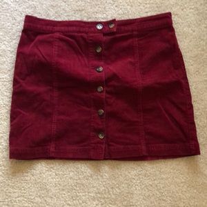 Suede red skirt